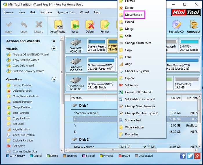 Three Ways To Resize Partition Without Losing Data For Free | MCT